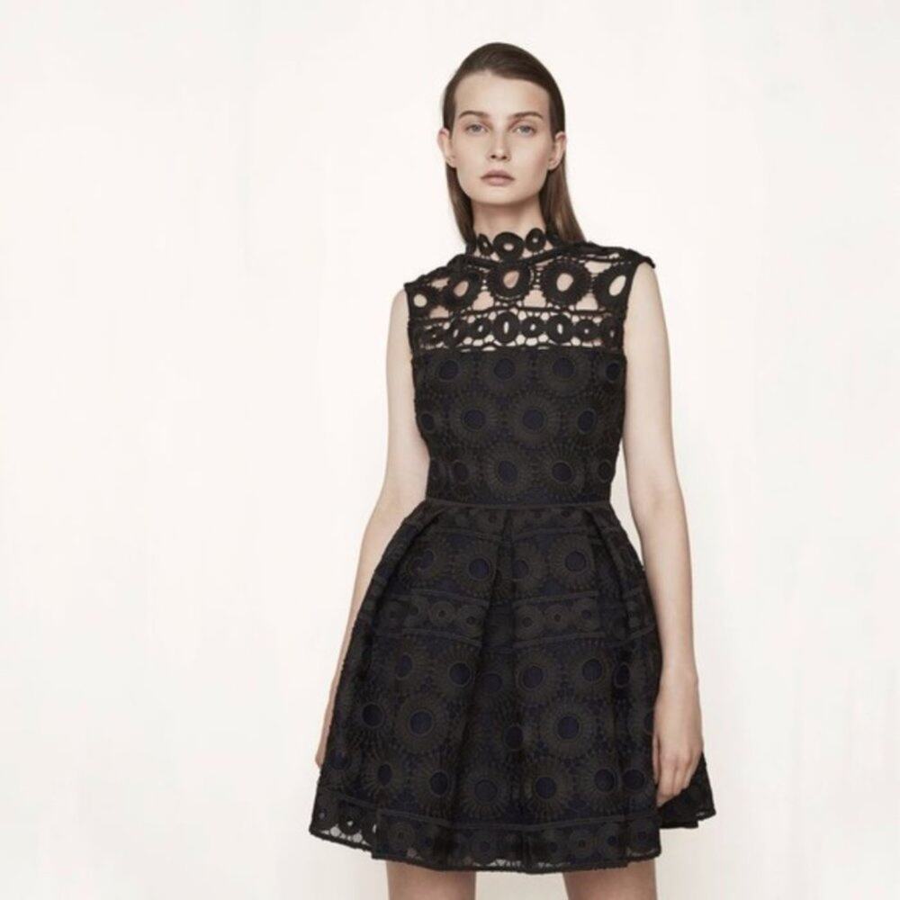 Maje Rodeo Bonded Lace Guipure Black Dress